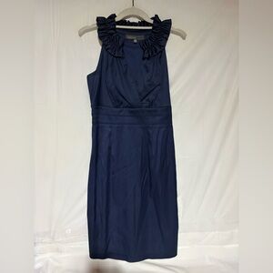 Donna Ricco Midnight Blue Ruffle Midi Dress